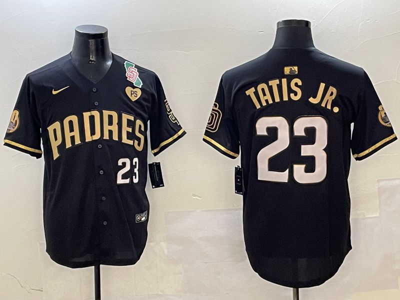 Men San Diego Padres #23 Tatis Jr Black Gold Fashion 2025 Nike MLB Jersey style 6->san diego padres->MLB Jersey